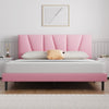 Front view of Molblly Ambria Bed Frame Upholstered Platform with Headboard pink in bedroom